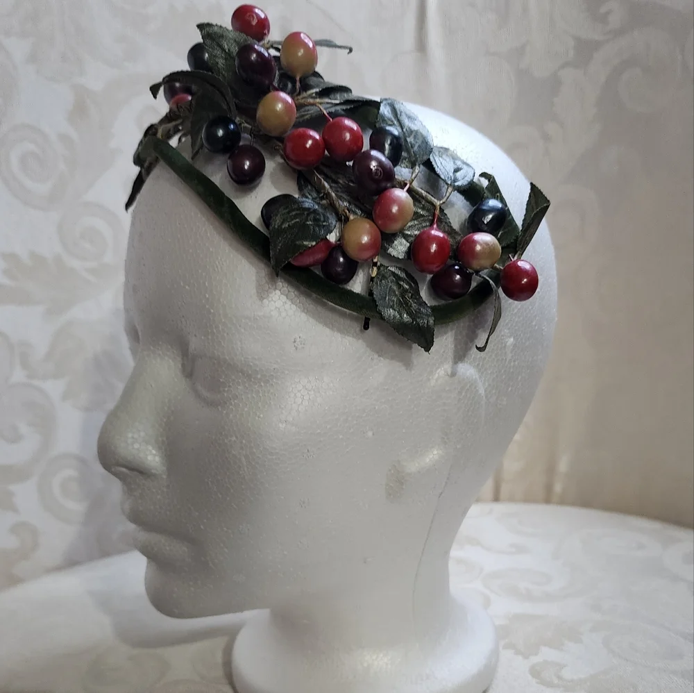 Vintage 1950s Hatnip by Ruth Kamke Berry & Leaf Headband Handcrafted Millinery